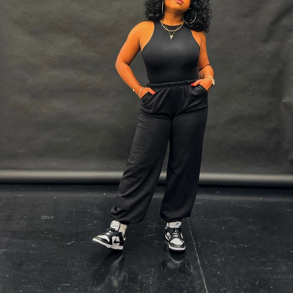 Black Bodysuit & Jogger Set
